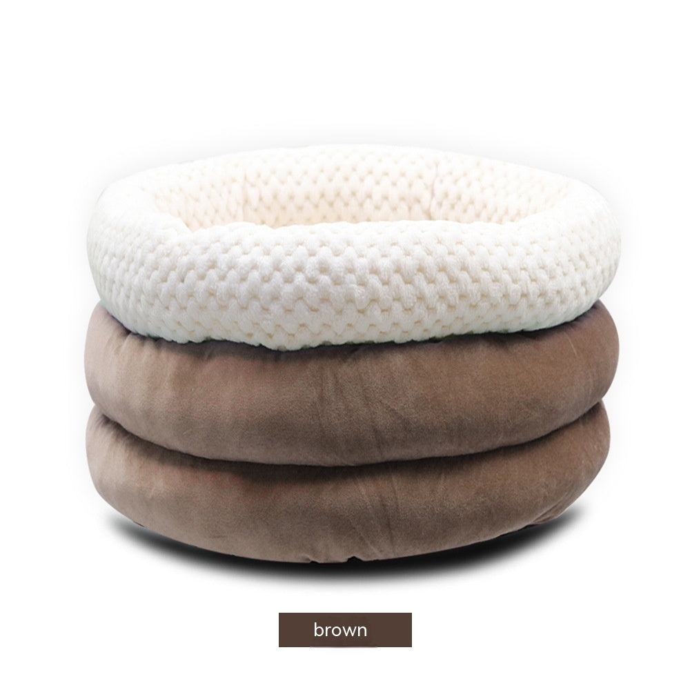 Experience the Ultimate Comfort with the Semi-closed Round Ice Velvet Pet Sleep Bed