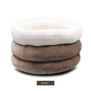 Experience the Ultimate Comfort with the Semi-closed Round Ice Velvet Pet Sleep Bed