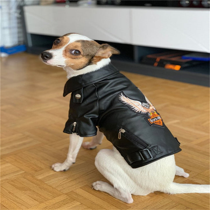 Pet Small Dog Sticker Leather Jacket
