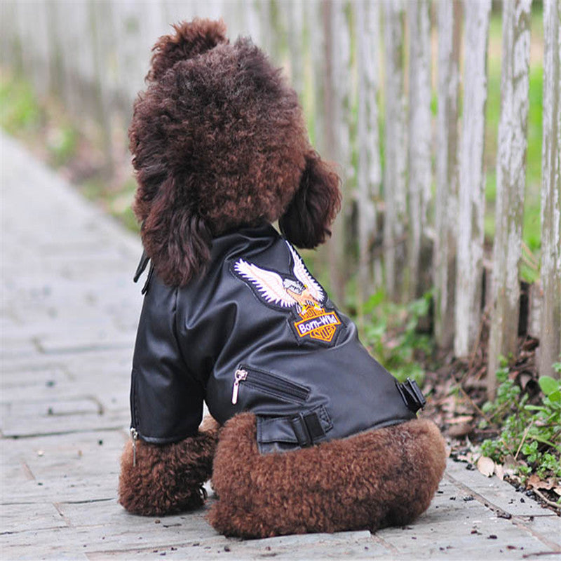 Pet Small Dog Sticker Leather Jacket