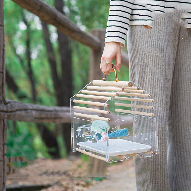 Log Acrylic Parrot Full Transparent Bird Cage
