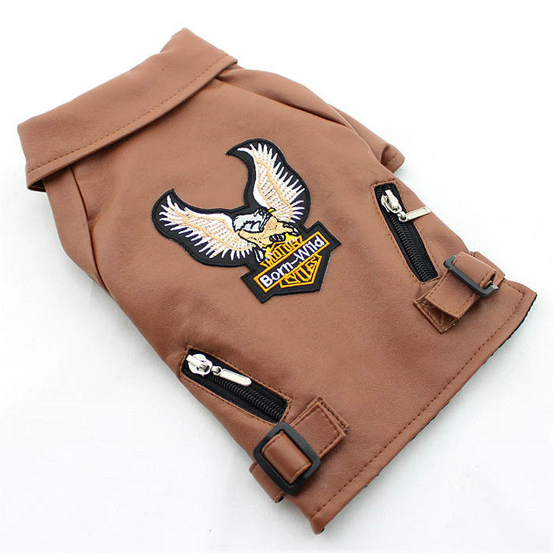 Pet Small Dog Sticker Leather Jacket
