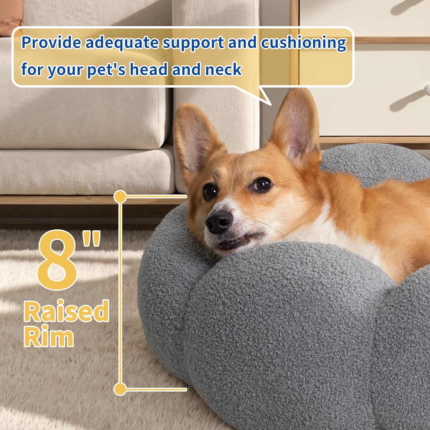 Calming Fluffy Flower Pet Bed